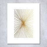 Burst Lines Gold Foil Art Print 8x10