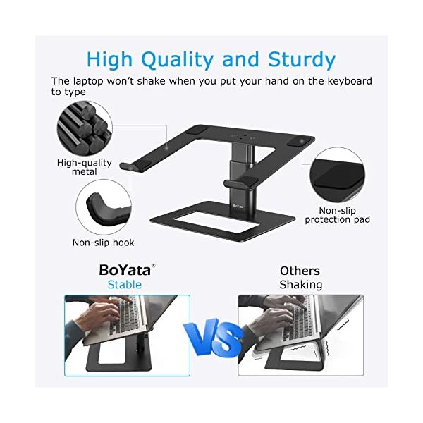 BoYata-Laptop-Stand-Height-Adjustable-Ventilated-Laptop-Holder-Notebook-Stand-Compatible-with-10-159-MacBook-ProAir-HP-Dell-Lenovo-Samsung-Acer-Huawei-MateBook BoYata Laptop Stand, Height Adjustable Ventilated Laptop Holder for Desk, Notebook Stand Compatible with 10-17'' MacBook…