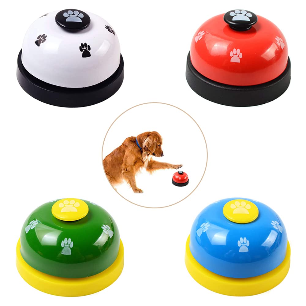 4 Pcs Pet Training Ringer,Press Bell Pet Training Press Bell for Puppy Toilet Potty Training/Interactive Toy Feeding,IQ Training,Pet Supplies Interaction Bell(Red,Green,White,Blue)