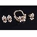 Everrich Luxurious Blue Crystal Bridal Cream Simulated Pearl Gold Plated Statement Necklace Earrings Jewelry Sets for Women Costume,4 Pairs