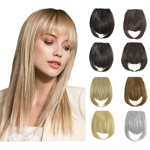 Qunlinta Clip in Bangs Hair Extensions One Piece in Fringe Bangs Hairpiece Synthetic Hair Accessories For Women Ash Blonde
