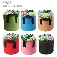 NMFIN Planter Bags with Handle Straps - 6 Packs of Gallon Plant Growing Bag,Aeration Fabric Pots Plant Pouch for Plants,Flowers,Vegetables - 5Gallon