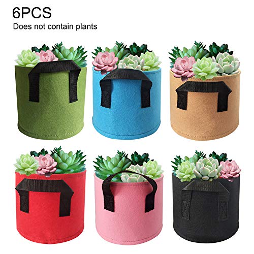 SYLOTS 6 Pack Grow Bags 2 Gallon Colored Fabric Pots with Handles for Peppers, Potatoes, Tomatoes and Plants