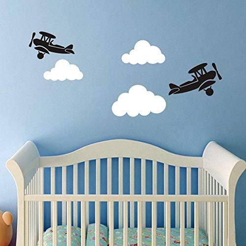 FlyWallD Clouds and Airplanes Wall Decal for Babys Room Vinyl Art Sticker Nursery Decor