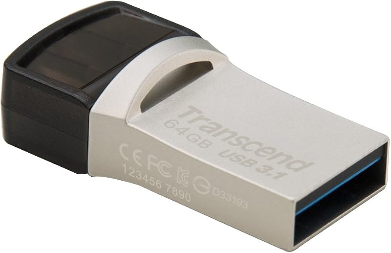 Transcend JetFlash 890 64GB USB 3.1 Gen 1 Type-C Dual Drive Laptop Flash