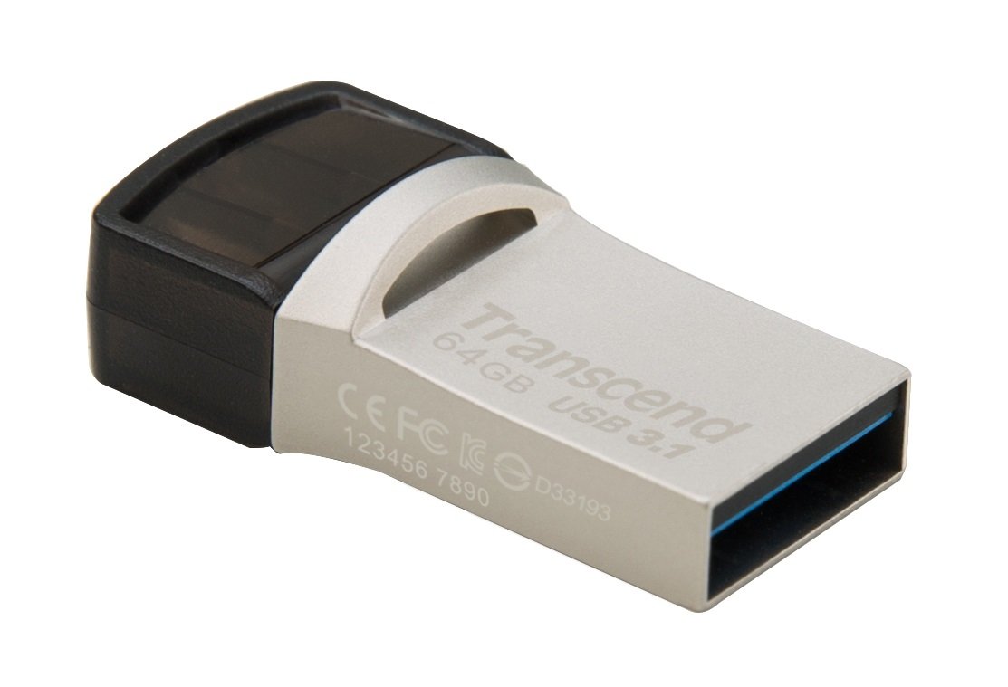 Transcend JetFlash 890 64GB Dual Drive, USB 3.1 Gen 1 & USB Type-C for Laptop TS64GJF890S