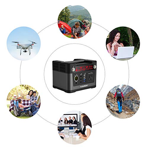 floureon 300W 280Wh/78000mAh Portable Power Station Solar Generator Power Supply Solar with 110V AC Outlet, QC3.0 USB, 12V/24V DC, Charged by Solar Panel/Wall Outlet/Car Charger