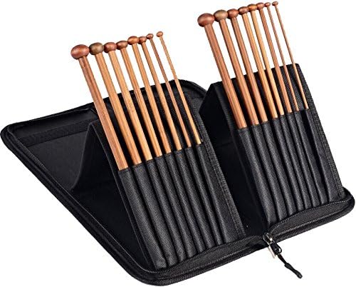 Travel Needles Cases Bag for Afghan Tunisian Crochet Hooks, Bamboo Knitting Needles Organizer Holder with Large Capacity