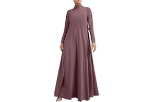MFNDVD Womens Casual Maxi Dress Long Sleeve Mock Neck Robe Abaya Muslim Ramadan Dress Flowy Maxi Dress Islamic Evening Gown