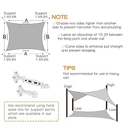 Artpuch Sun Shade Sail Canopy 6.5'x10' Gray Cover