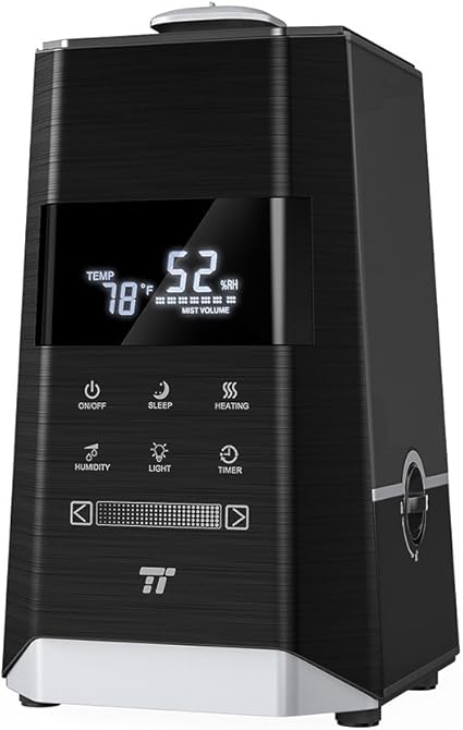 Taotronics Humidificateur D Air Maison Bebe A Brume Tiede Et Froide 6l Double Buse A 360 Mode Nuit Minuterie Panneau Tactile A Larges Touches Afficheur A Led Capteur D Hygrometrie Externe Amazon Fr Bricolage