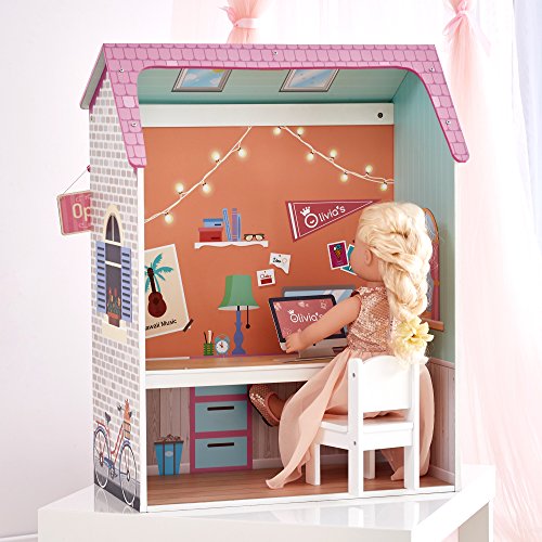 Olivia's Little World - Olivia's Classic 18 inch Doll Convertible Wooden 4-in-1 Play House/ Dollhouse | 4 Scenes with Accessories