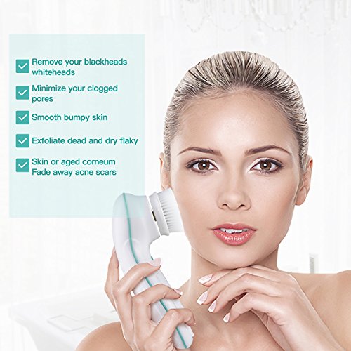 GUGULE Waterproof Facial Cleansing Brush, Face and Body Brush, Cleansing System Spin Brush Set with 3 Exfoliating Brush Heads for Gentle Exfoliation and Deep Scrubbing Massaging Removing Blackhead - Thumbnail 5