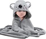 HiABsee Baby Towel Hooded Koala 80x80cm Ultra Soft Coral Fleece Newborn