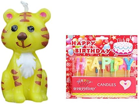 Creative and Lovely Chinese Zodiac Birthday Candles Smokeless Candles include HAPPY BIRTHDAY Letter Candles and 1Pcs Of Zodiac Candles-Tiger
