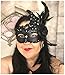 Coxeer Black Feather Masquerade Mask Party Mask with Flower Lace Decor