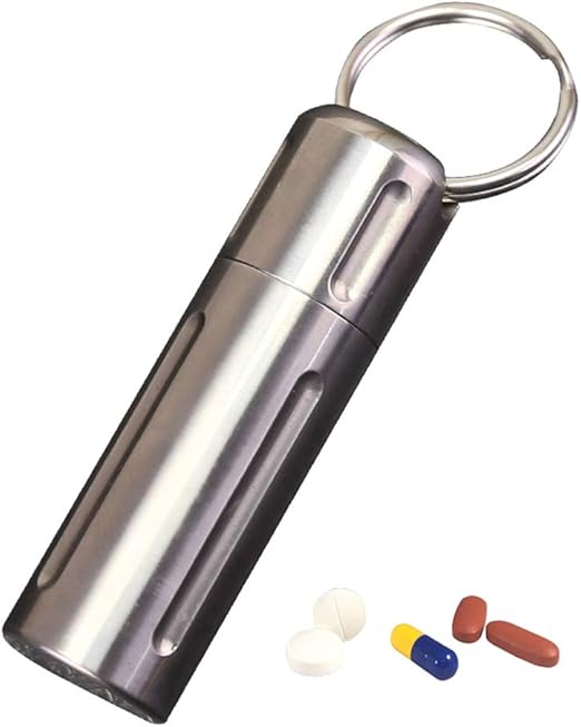 Nitroglycerin Pill Holder Necklace for Men, Titanium