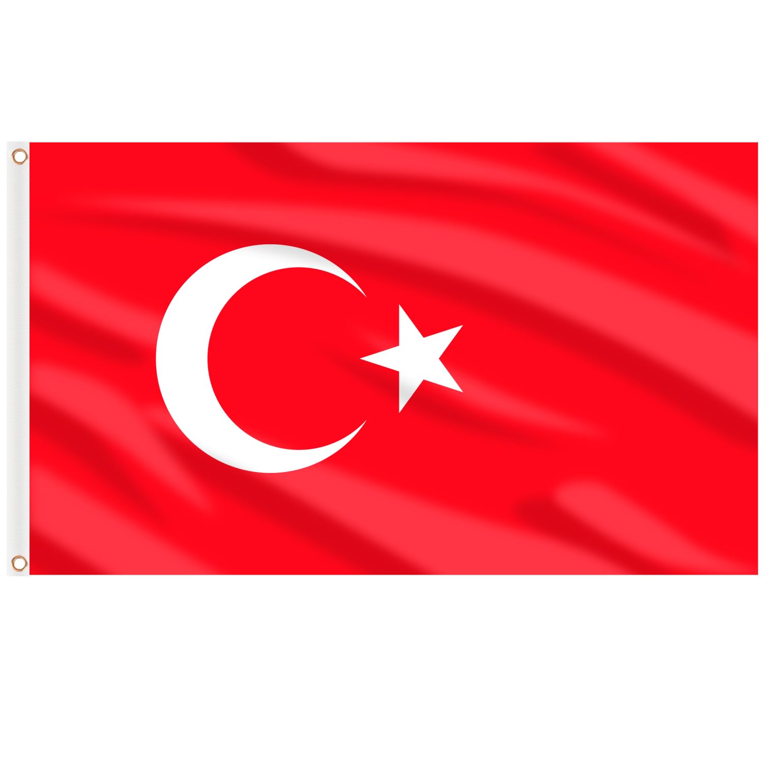AhfuLife Türkiye Flag 5ft x 3ft for Party Decorations, 1Pcs Large Turkey Flag Polyester Double Side with Brass Eyelets for World Cup Football National Day Garden Street Indoor Outdoor — image 1