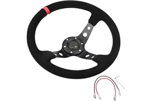 Steering Wheel, Universal 35cm/14inch 6-Bolts Auto Car Racing Steering Wheel with Horn Button, Cable, Screwdriver for Car Boa