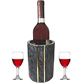 Marble Wine Chiller Bucket ,Wine & Champagne Cooler for Parties, Dinner – Keep Wine & Beverages Cold (black)