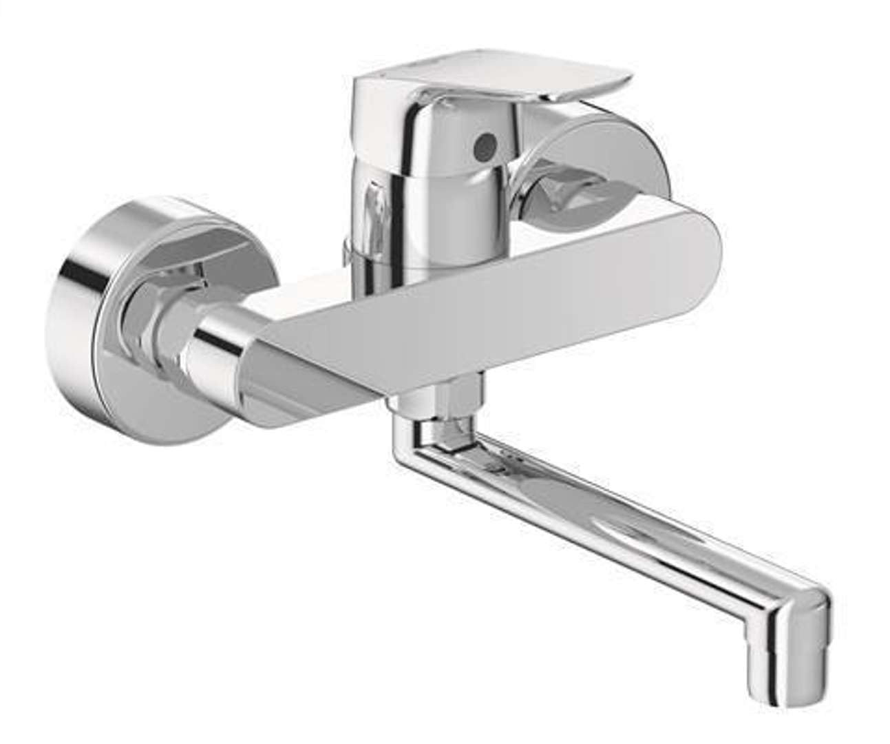 Ideal Standard Ceraflex Kitchen Tap with 200 mm Projection for Wall Mounting, Swivel Spout, Adjustable S-Connections, Diameter 38 mm, Swivel Range 100 Degrees, Surface: Chrome