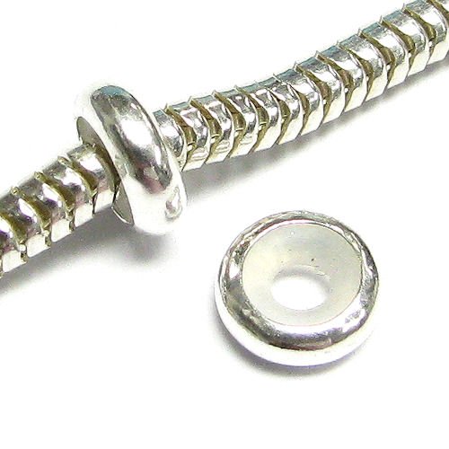 Dreambell 2 pcs .925 Sterling Silver Round Ring Stopper Rubber Bead