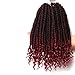 12 Inches 6 Packs Senegalese Spring Twist Hair with Curly Ends Short Ombre Crochet Hair Bounce Synthetic Crochet Braids (T1B-Burgundy)