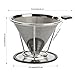 Coffee Filter-Coffee Dripper-Best Pour Over Coffee Filter Stainless Steel-(304)-Paperless and Reusable Coffee Maker Stand-Clever Coffee Cone Permanent for cup-Metal Large Coffee Cone Stainless-