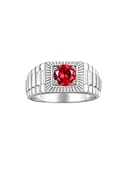 Rylos Men's Ring Sterling Silver Ring, 7MM Round