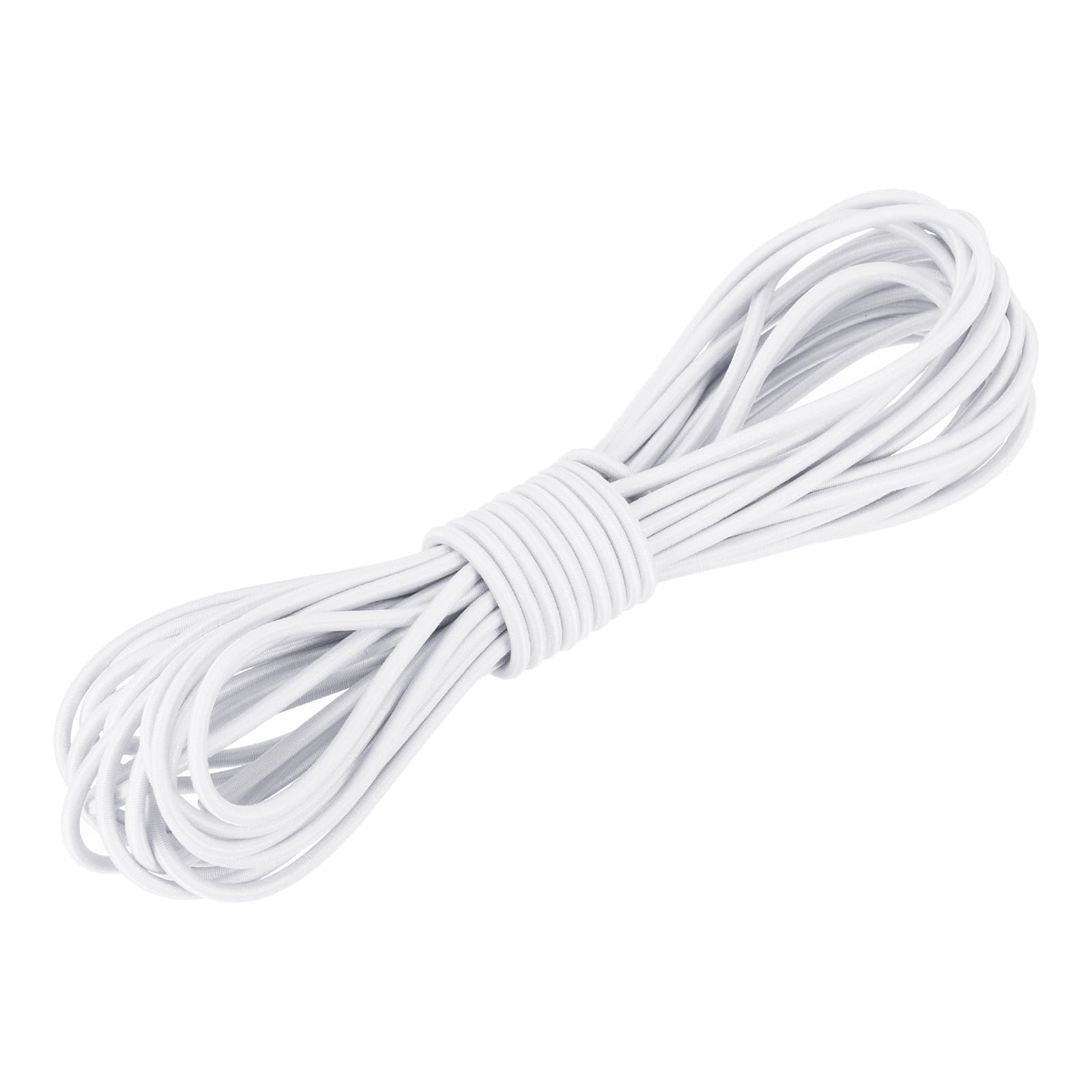 DMiotech 3mm Shock Cord, 7.6 M White Bungee Cord Tent Pole Shock Cord Round Elastic Kayak Rope Stretch String Marine Grade Heavy Polyester for DIY Projects Tie Downs