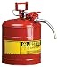 Justrite 7250120 AccuFlow 5 Gallon, 11.75" OD x 17.50" H Galvanized Steel Type II Red Safety Can With 5/8" Flexible Spout primary