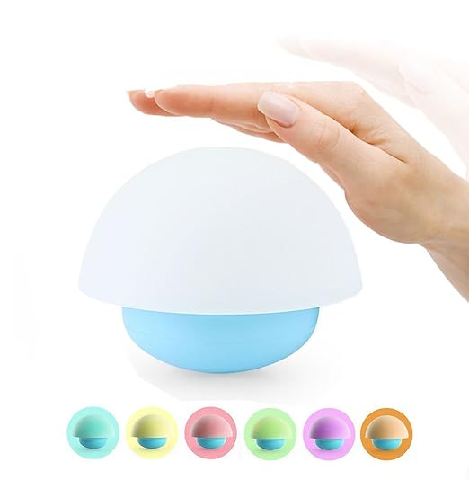 Lámpara LED de noche táctil/sensor desiño de mushroom 7 colores cambiados formato de seta Lámpara de noche de Multicolores con para bebé habitación, dormitorio, restaurante(Azul) SUMBAY