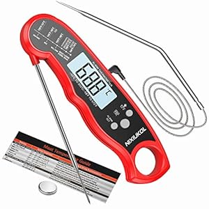NIXIUKOL Meat Thermometer Digital Cooking Thermometer with Instant Read, 2 Probe, Large LCD Screen, Temperature Alarm…
