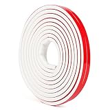 Silicone Rubber Weather Stripping for Doors and Windows, Multi-Hole D Shaped Flexible Ageing-Resistant Soundproof Acrylic Self Adhesive Sealing Strip Tape, 3/8 inch x 1/4 inch x 19.6 Feet (White)