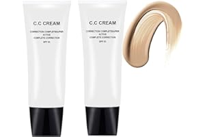 HICASSANI Perbella Cc Cream Self Adjusting for Mature Skin,Perbella Cc Cream for Older Women,Color Correcting Moisturizing Make-up Base Foundation, Skin Tone Adjusting CC Cream SPF 50-IVORY (2PCS)