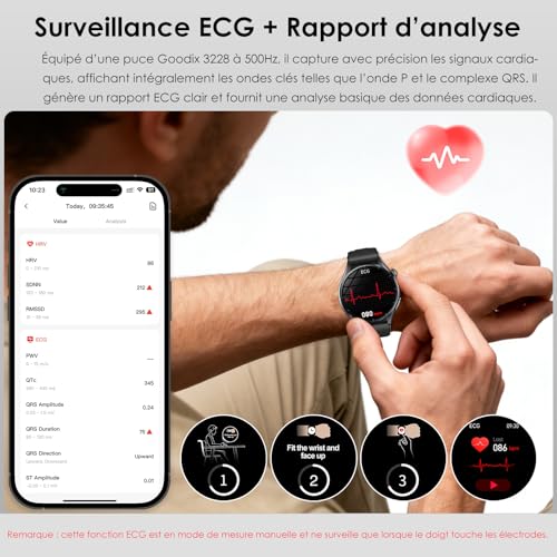 2026 Men's Smart Watch with ECG/Blood Pressure/Sleep/Emotions/Fatigue/LED Lamp, 1.56" AMOLED Health Smartwatch with Bluetooth/SOS, 24H Heart Rate/SPO2/Body Temperature