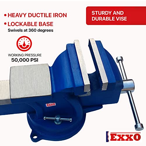 EXXO TOOLS 4 Inch Bench Vise 4" Bench Vise 360 Degree Swivel with