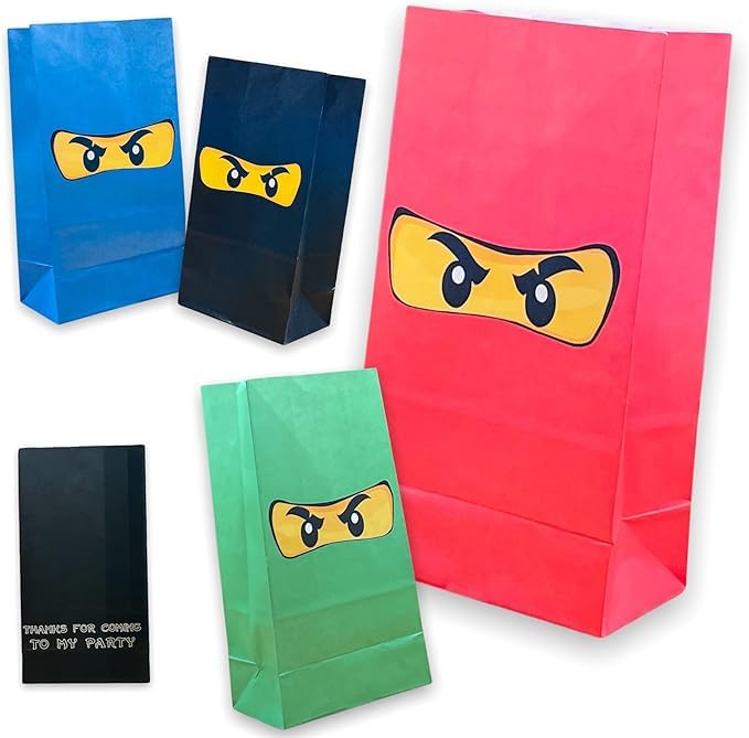 NINJA Paper Party Bags (24 pcs) - Perfect for Party bag fillers,favours, loot, supplies