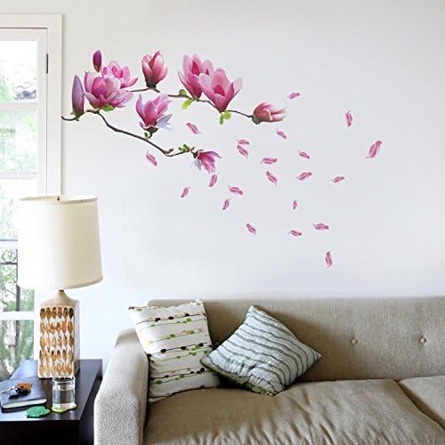 Huge Magnolia Flowers Mural Art Decal Wall Stickers- Removable and Repositionable - Living Room Deluxe Decal