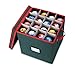 Primode Christmas Ornament Storage Box with 4 Trays, Holds Up to 64 Ornaments Decoration Balls, Holiday Storage Container with Dividers, Constructed of Durable 600D Oxford Material (Green)