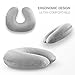Plemo Travel Pillow, Velvet U-Shaped Inflatable Neck Back Support Pillow with Washable Removable Cover & Carry Pouch, Gray