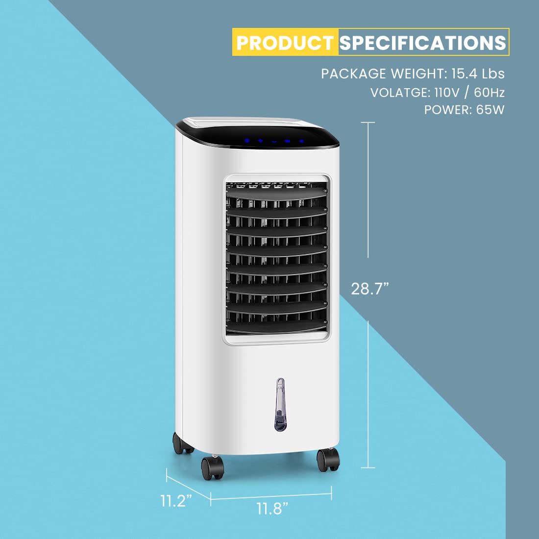 VIVOHOME Portable Evaporative Air Cooler 110V 65W Fan Humidifier with LED Display and Remote Control Ice Box for Indoor Home Office Dorms ETL Listed