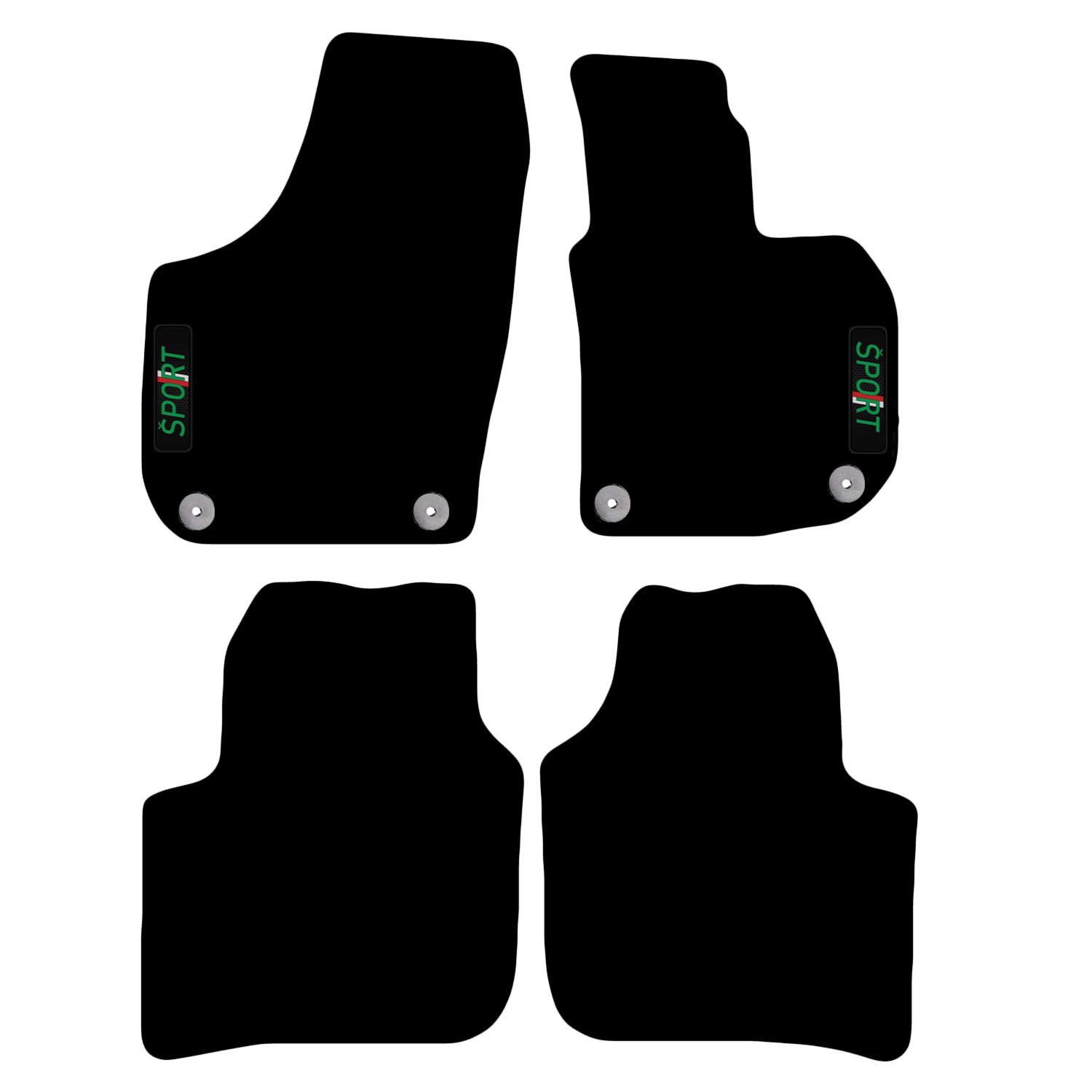 Carsio Carpet Car Mats For Skoda Superb 2008 to 2015 with Sport logo (4 Clips) Tailored Fit Floor Mat Complete Accessory Custom Fitted - All Weather, Anti-Slip Backing & Black Trim