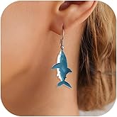 Acrylic Shark Earring for Women Cartoon Blue Shark Earring Funny Ocean Fish Dangle Earrings Sea Life Jewelry