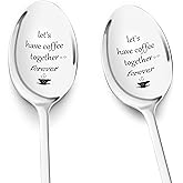 PRSTENLY Anniversary Christmas Birthday Gifts for Her Him Engraved Coffee Spoon, 2 Pcs Personalized Stainless Steel Spoon Couple Gifts, Valentines Day Wedding Engagement Graduation Gifts for Couples