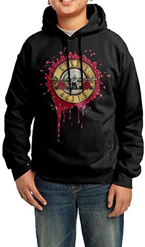 Funny Black Hoodies Lightweight Guns N Roses Logo Hooded Sweatshirt For Juvenile's