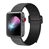 Yunsea Compatible for Apple Watch Band 44mm, Soft Nylon Sport Loop, with Hook and Loop Fastener, Band Compatible for iwatch Series 4 (44mm, Black)