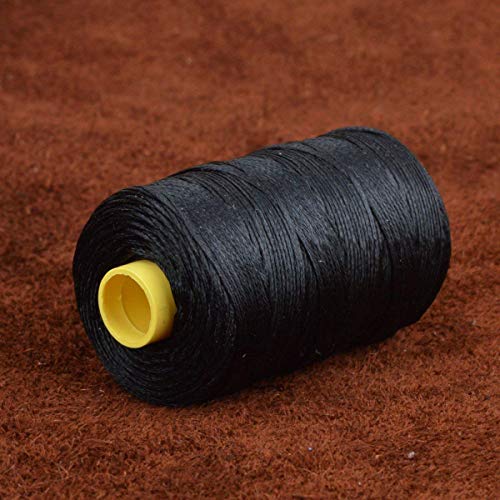 ZHONGJIUYUAN Mini Spool Black 100m/109yrd 1mm Thick Waxed Thread, Flat Sewing Wax Sail with 1 Large Eye Needles for Leather DIY Project