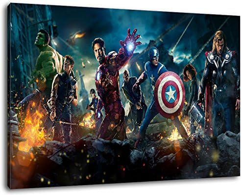 Marvel Heroes format 31,5"x23,6" painting on canvas, XXL huge Pictures completely framed with stretcher, Art print on wall picture with frame