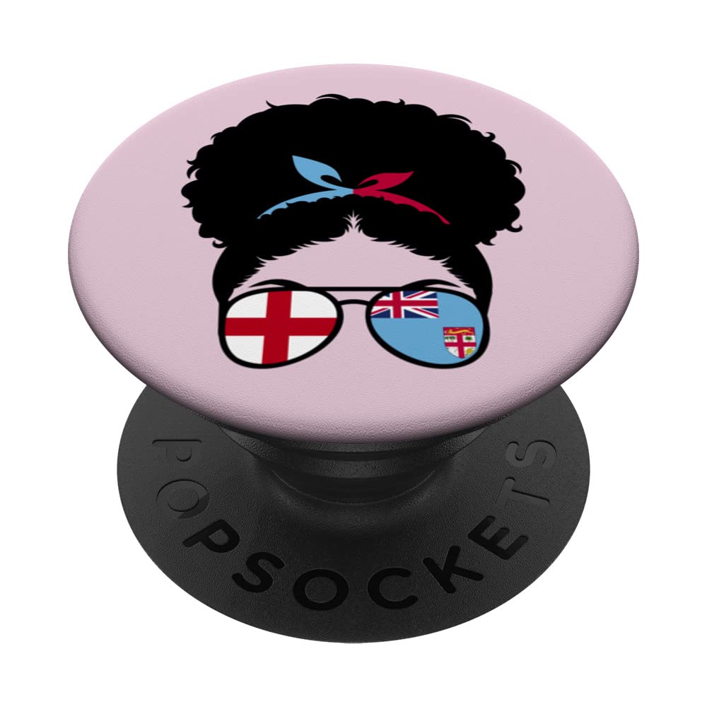 England and Fijian Mix Afro Hair Half English half Fijian PopSockets Swappable PopGrip